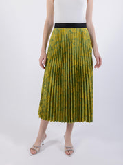 2301001-Floral Print Pleated Midi Skirt