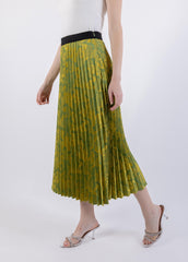 2301001-Floral Print Pleated Midi Skirt