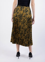 2301001-Floral Print Pleated Midi Skirt