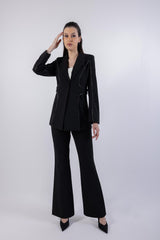 Flared Leg Solid Formal Trouser