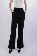 Flared Leg Solid Formal Trouser