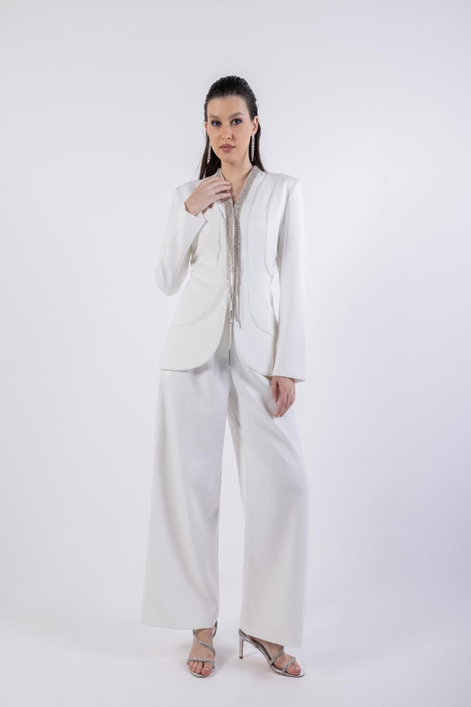 Flared Leg Solid Formal Trouser