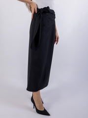 Overlap Knot Solid Maxi Skirt