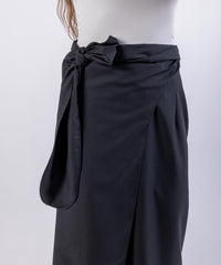 Overlap Knot Solid Maxi Skirt