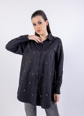 Bead-Embellished Oversized Shirt\ق عساو نيزم ز