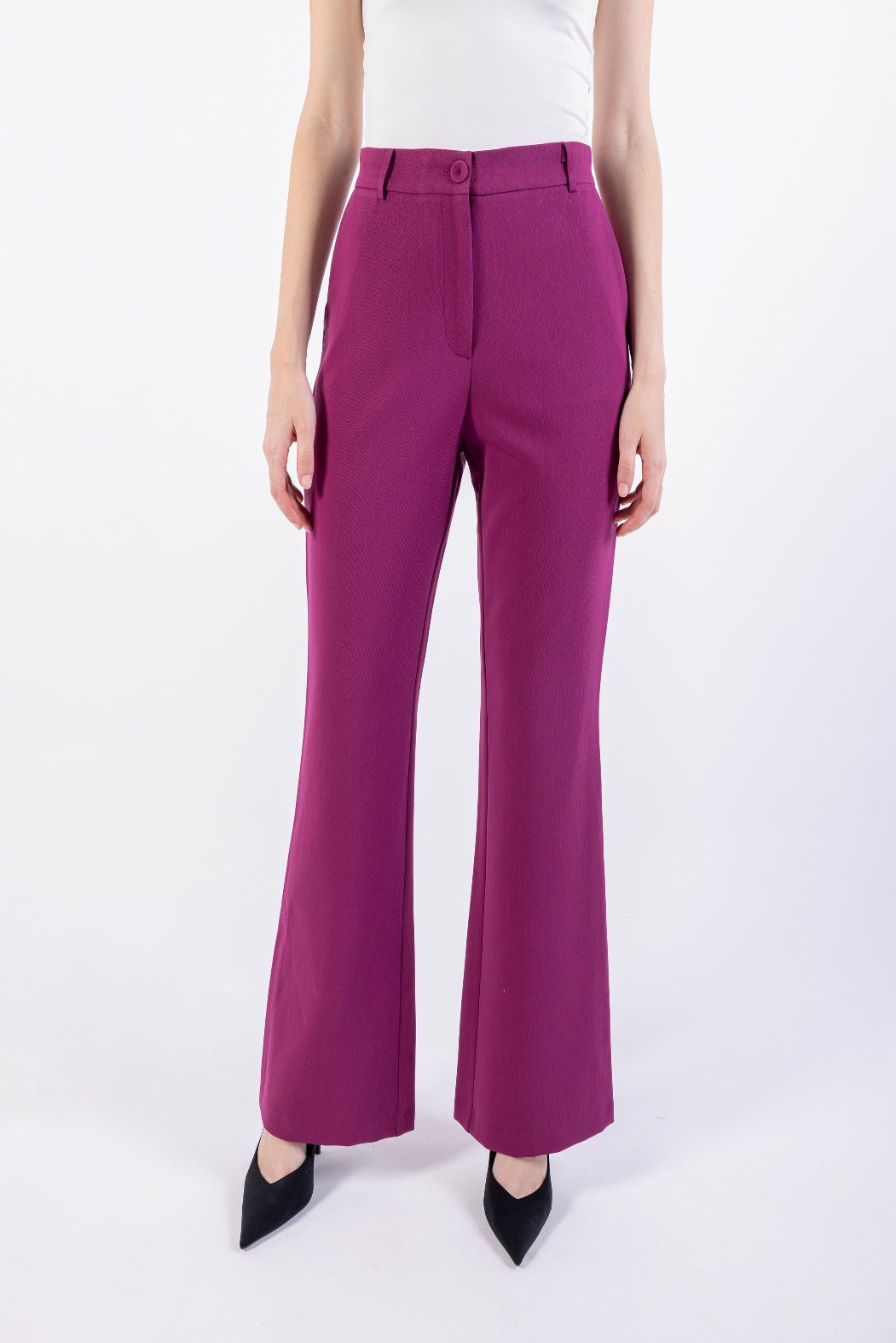 Flared Leg Solid Formal Trouser