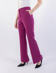 Flared Leg Solid Formal Trouser