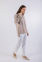 Embellished Metallic Asymmetrical  Hem Shirt