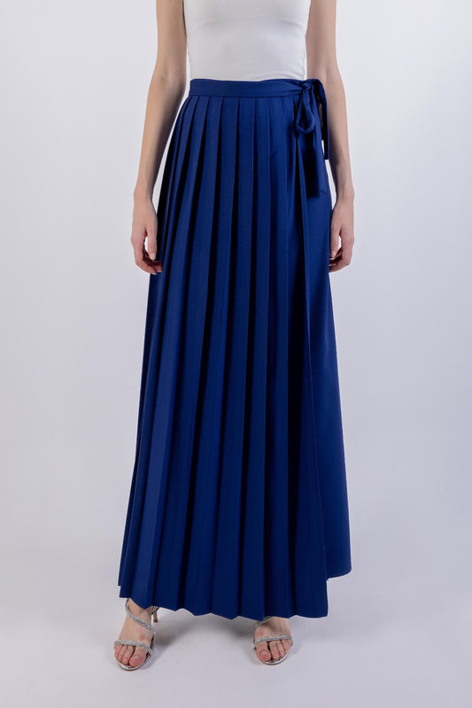 Pleated Solid Maxi Skirt