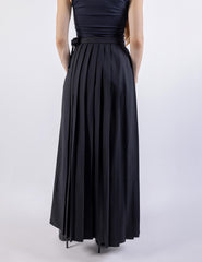 Pleated Solid Maxi Skirt