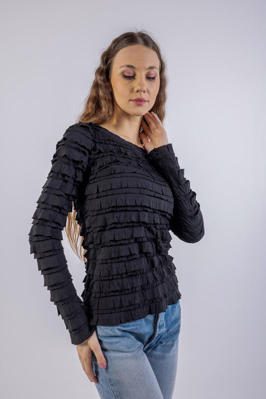 Ruffles All Over Solid Top\ ةزولب ةنيزم تايطب هداس