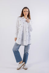 Bead-Embellished Oversized Shirt\ق عساو نيزم ز