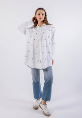 Bead-Embellished Oversized Shirt\ق عساو نيزم ز