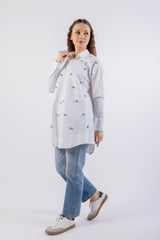 Bead-Embellished Oversized Shirt\ق عساو نيزم ز