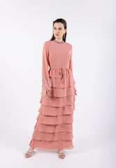 Ruffle & Feather Detail Solid Maxi Dress\ف يسكام ةداس ليصافتب ةشكشك ش