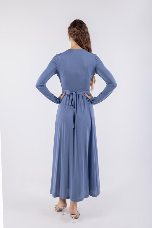 Modest Overlap Top Maxi Dress\ف يسكام مشتحم عم ءزج يولع ل