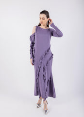 Off-Shoulder Solid Ruffled Dress\سف هداس ةشكشكب فاتكأب ة