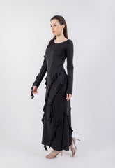 Off-Shoulder Solid Ruffled Dress\سف هداس ةشكشكب فاتكأب ة