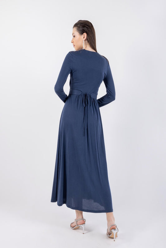 Modest Overlap Top Maxi Dress\ف يسكام مشتحم عم ءزج يولع ل