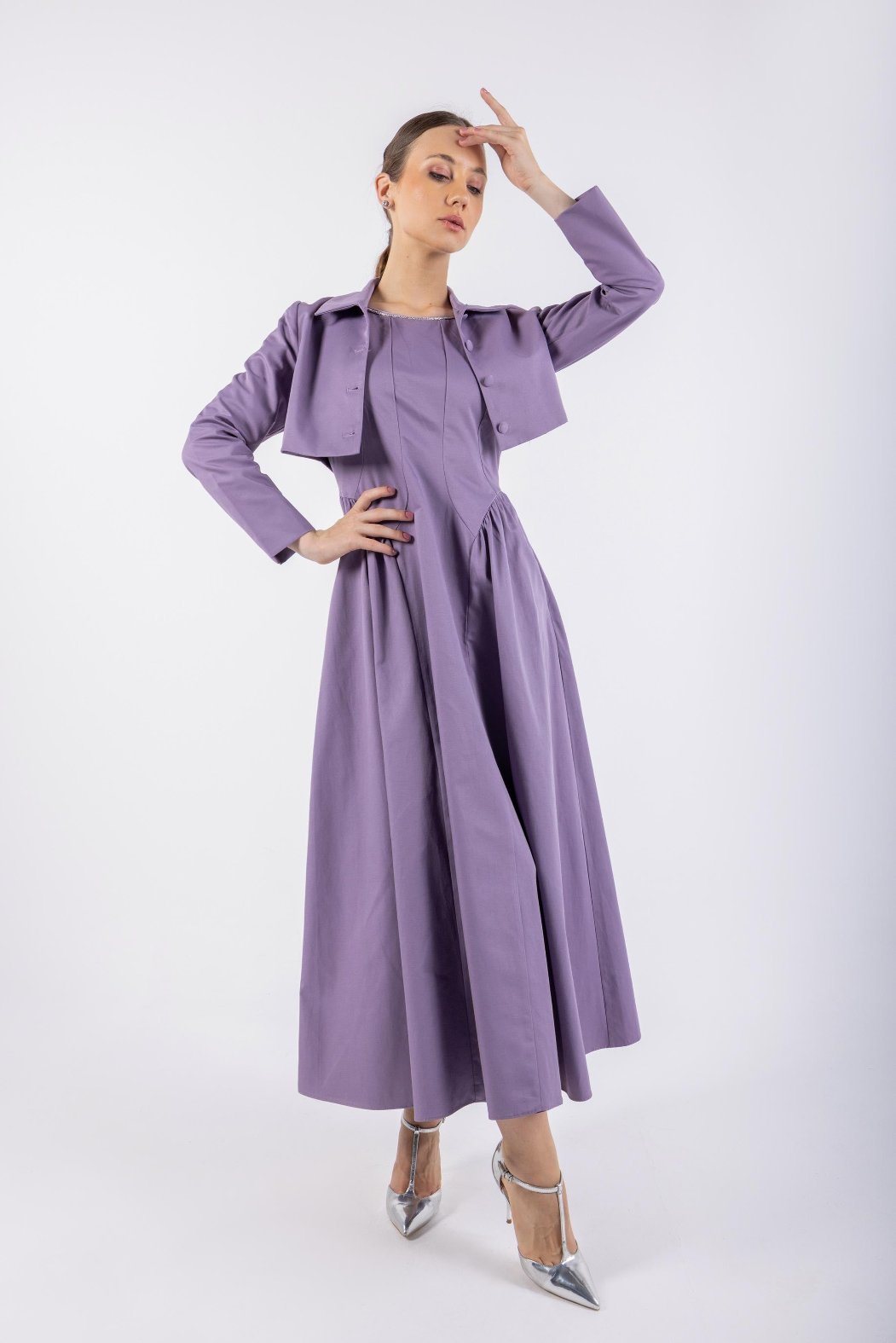 Cropped Blazer Solid Maxi Dress\قصيوع السترة الصلبة فستان ماكسي