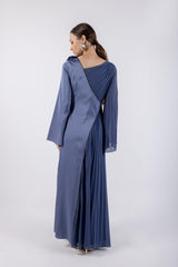 Half Pleated & Solid Asymmetrical Dress