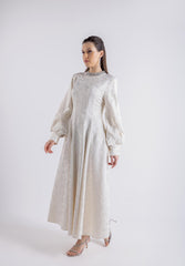 Embellished Neckline Embroidered Dress\فستان مطرزة بخط العنق المزخرف