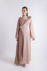 Half Pleated & Solid Asymmetrical Dress