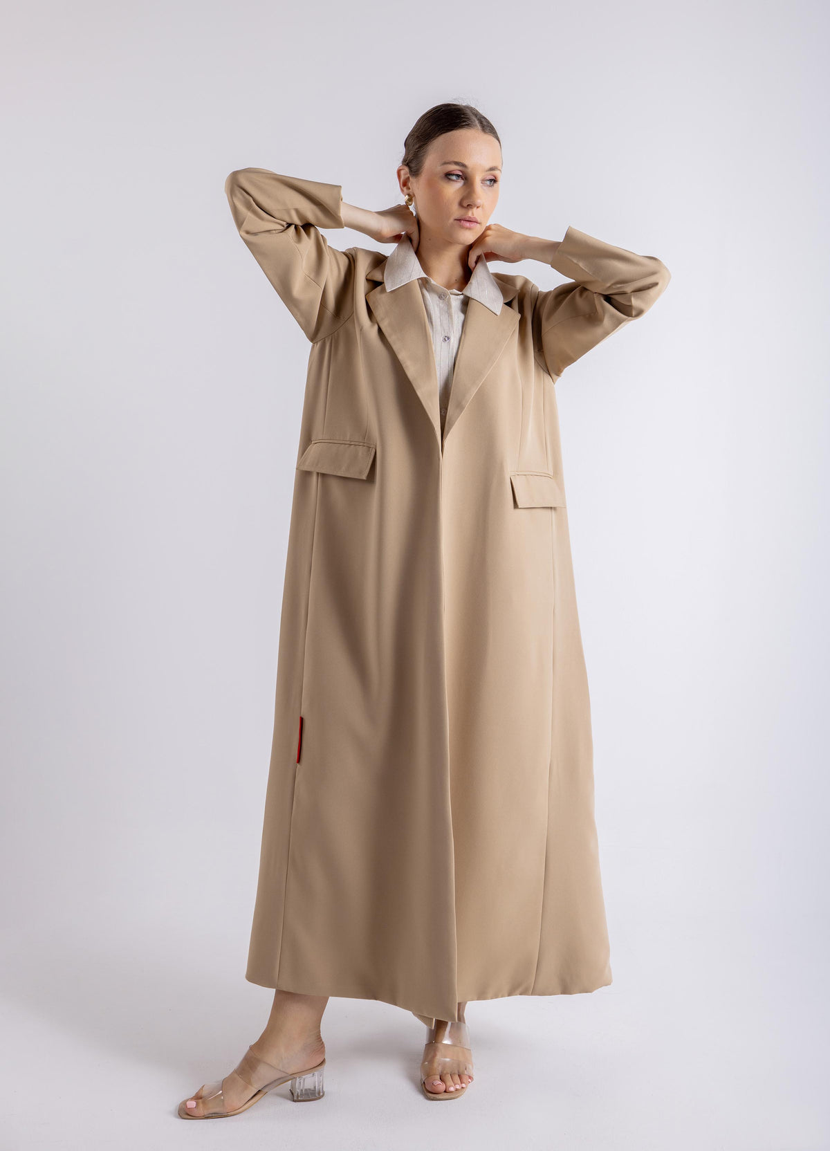 2465008-Urban Blazer Cut Abaya Attached Shirt