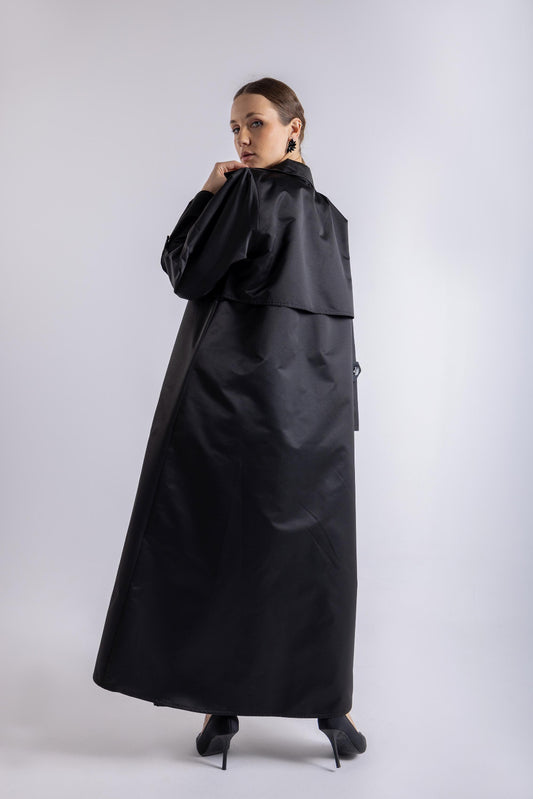 Trench Coat Style Abaya With Trouser Set