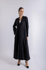 2465005-Chic Solid Half-Circle Maxi Abaya