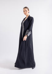 2465011-Suede Solid Overlap Maxi Abaya