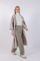 Double Breast Solid Maxi Trench Coat\يرت توك ليوط ةداس نيفصب ر