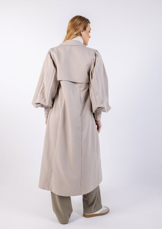 Double Breast Solid Maxi Trench Coat\يرت توك ليوط ةداس نيفصب ر