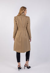 Solid Longline Double Breasted Coat\عم ليوط ةداس