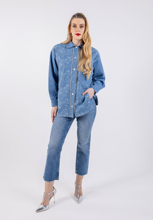 2403196-Blue Denim With Embellishments Shirt