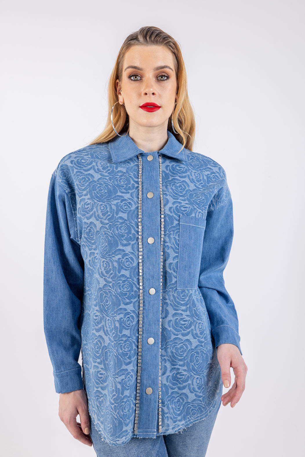 2403196-Blue Denim With Embellishments Shirt