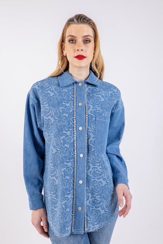 2403196-Blue Denim With Embellishments Shirt