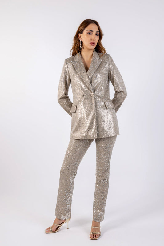 Shimmering Sequin Statement Trousers\لطنب يبيب رميش ع