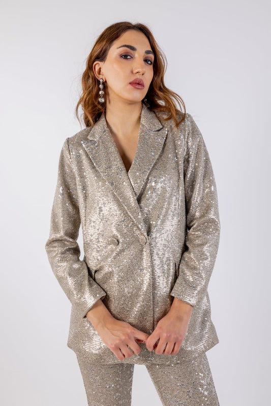 Shimmering Sequin Blazer\ رزيلب عملا ر