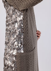 Textured Knit Cardigan with Sequin Back\ك كوبحم ميمصتب سملم عم رهظ ئ