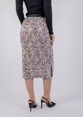 Textured Sequin Pencil Midi Skirt