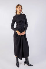 Solid Wrap Around Embellished Sleeves Maxi  Dress\ف يسكام هداس رصخب ي