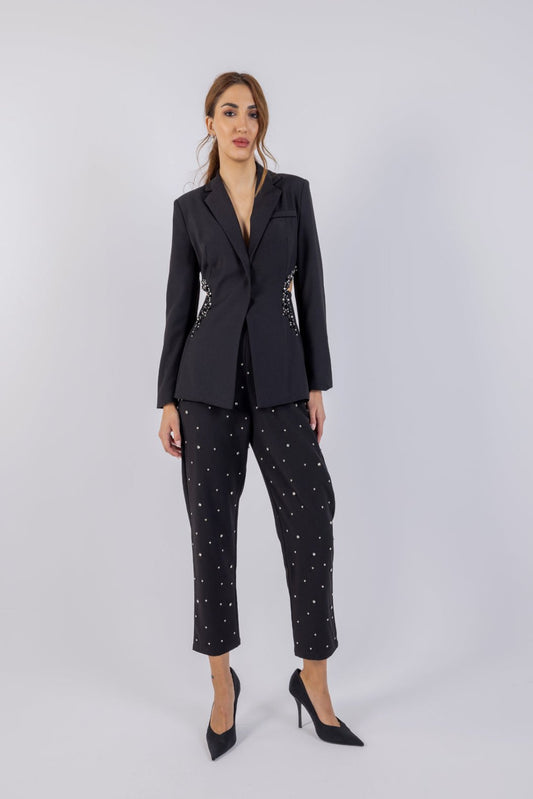 Studded Slim Fit Formal Trousers