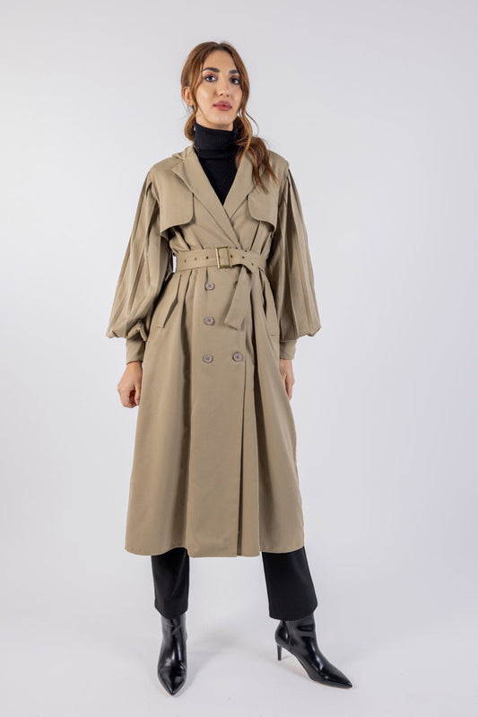 Double Breast Solid Maxi Trench Coat\يرت توك ليوط ةداس نيفصب ر