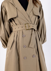 Double Breast Solid Maxi Trench Coat\يرت توك ليوط ةداس نيفصب ر