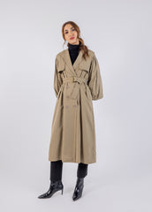 Double Breast Solid Maxi Trench Coat\يرت توك ليوط ةداس نيفصب ر