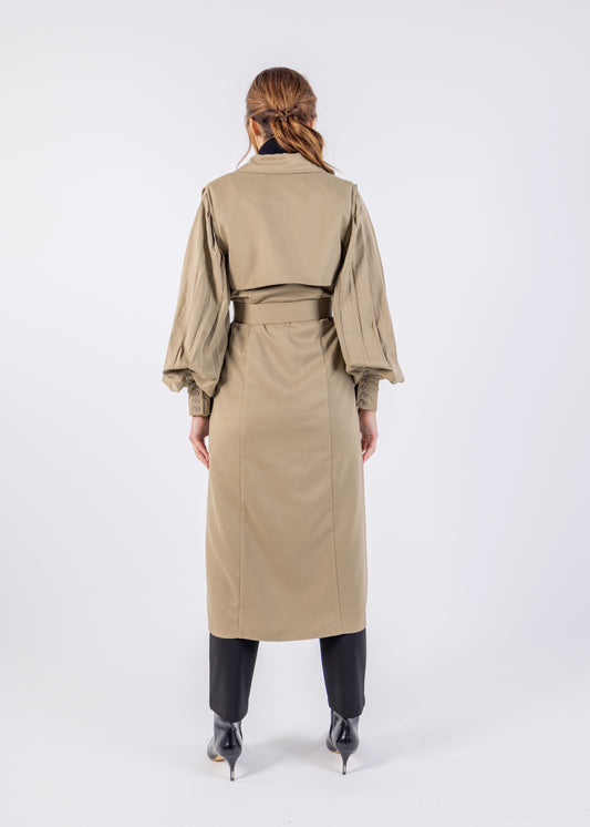 Double Breast Solid Maxi Trench Coat\يرت توك ليوط ةداس نيفصب ر