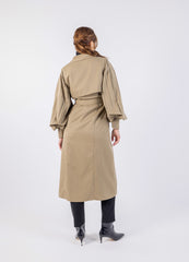 Double Breast Solid Maxi Trench Coat\يرت توك ليوط ةداس نيفصب ر