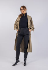 Double Breast Solid Maxi Trench Coat\يرت توك ليوط ةداس نيفصب ر