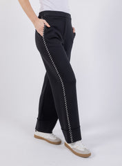 Straight-Leg Trousers with Side Embellishments